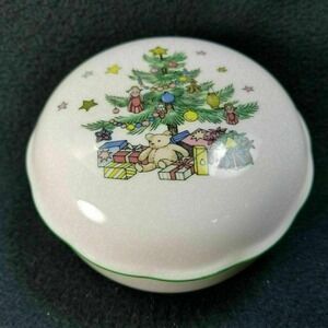 Nikko Christmas Tree Trinket Box Lid Bowl Bon Bon Lg Jewelry Candy Holiday Ceram